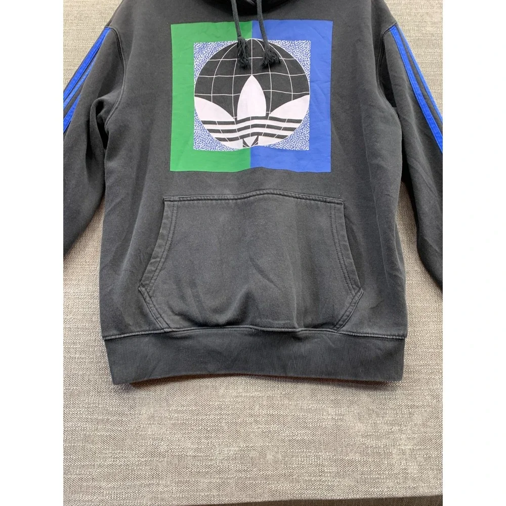 Adidas Originals Hoodie Mens Small‎ Black Colorblock Logo Print Fleece Lined